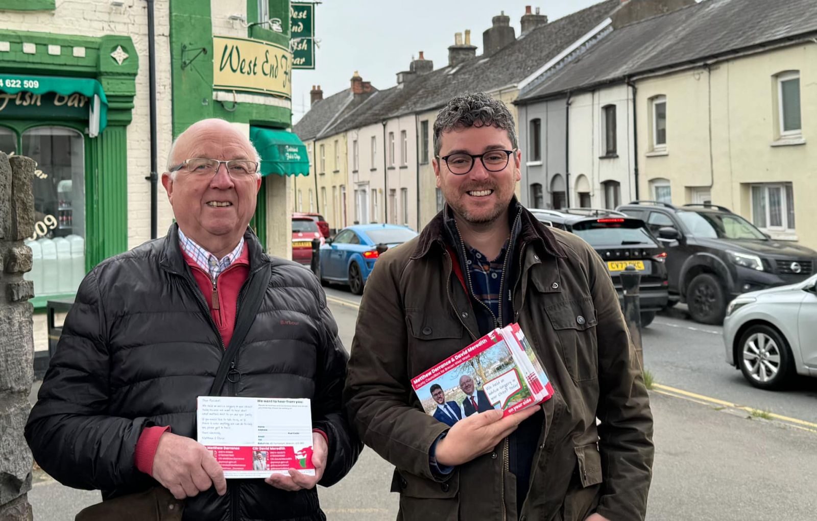 Cllr Matthew Dorrance and Cllr David Meredith in Llanfaes